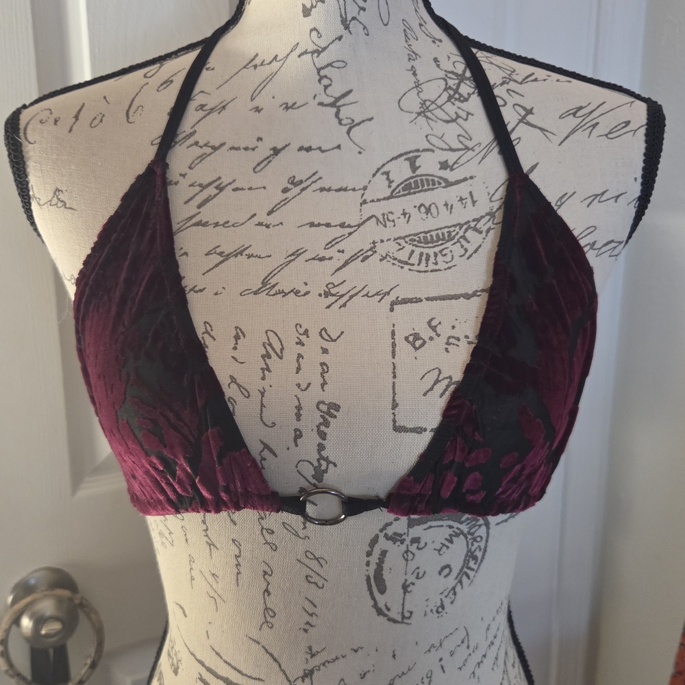 Burnout Velvet Triangle Bikini Top